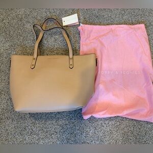 Poppy & Peonies Beige Tote with Pink Dust Bag